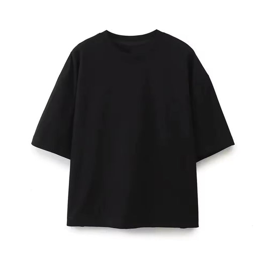 Tee-shirt oversize en coton noir minimaliste