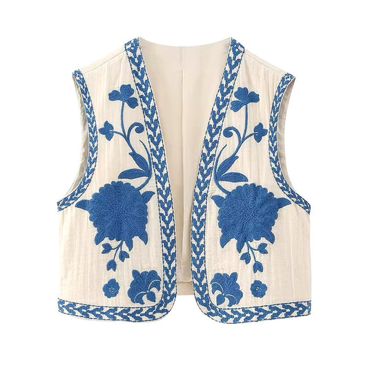 Sleeveless embroidered vest • Women 