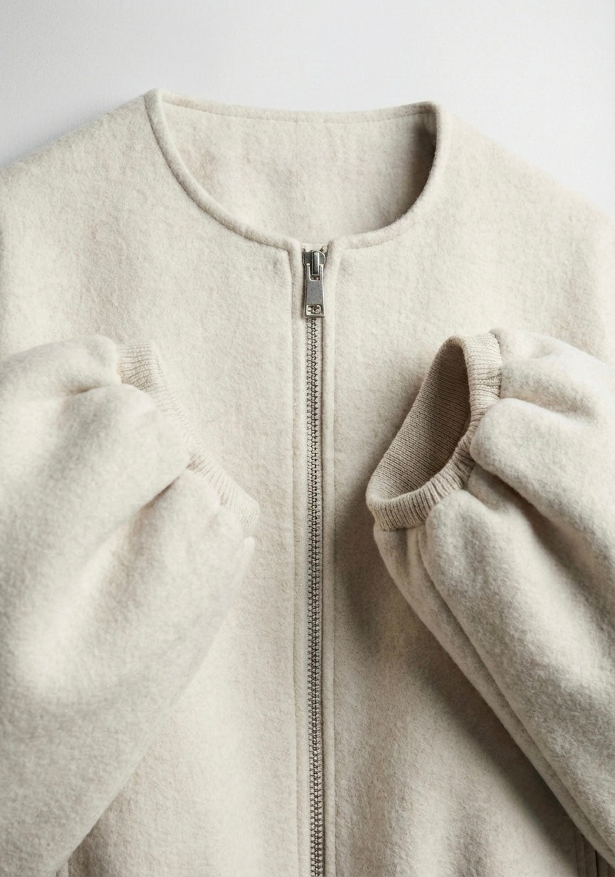 VESTE ZIPPÉE À MANCHES VOLUMINEUSES