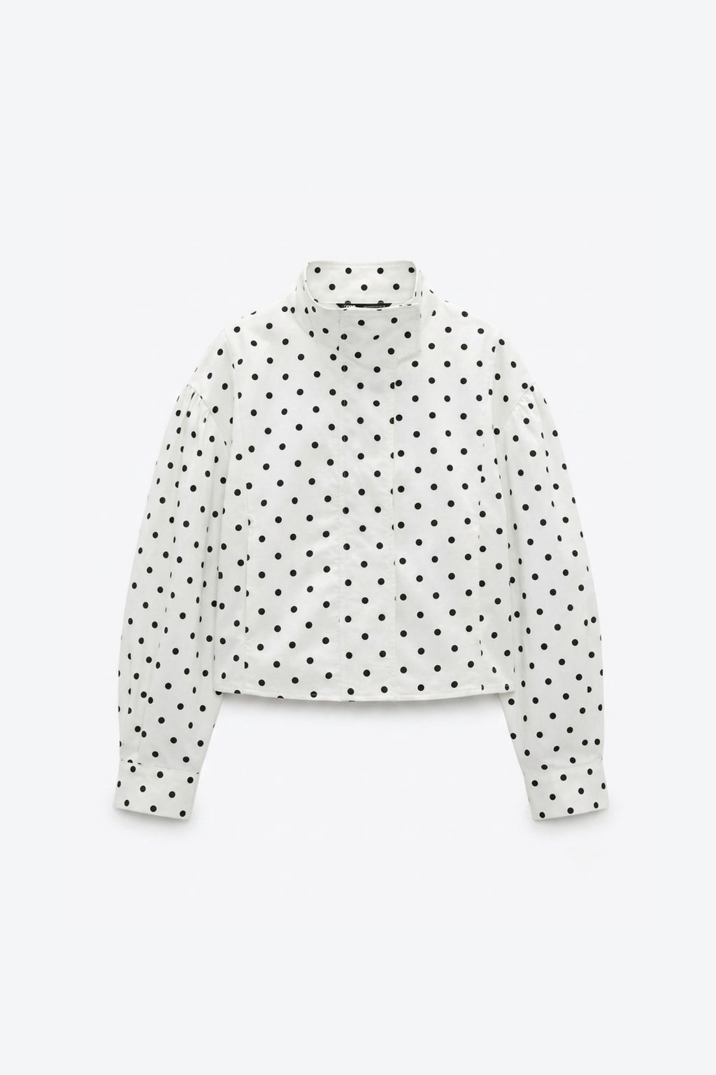 VESTE COURTE À COL MONTANT ET IMPRIMÉ POIS