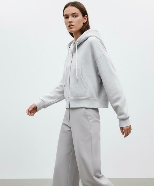 SWEAT À CAPUCHE ZIPPÉ COURT