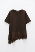 T-SHIRT ASYMÉTRIQUE AVEC DENTELLE