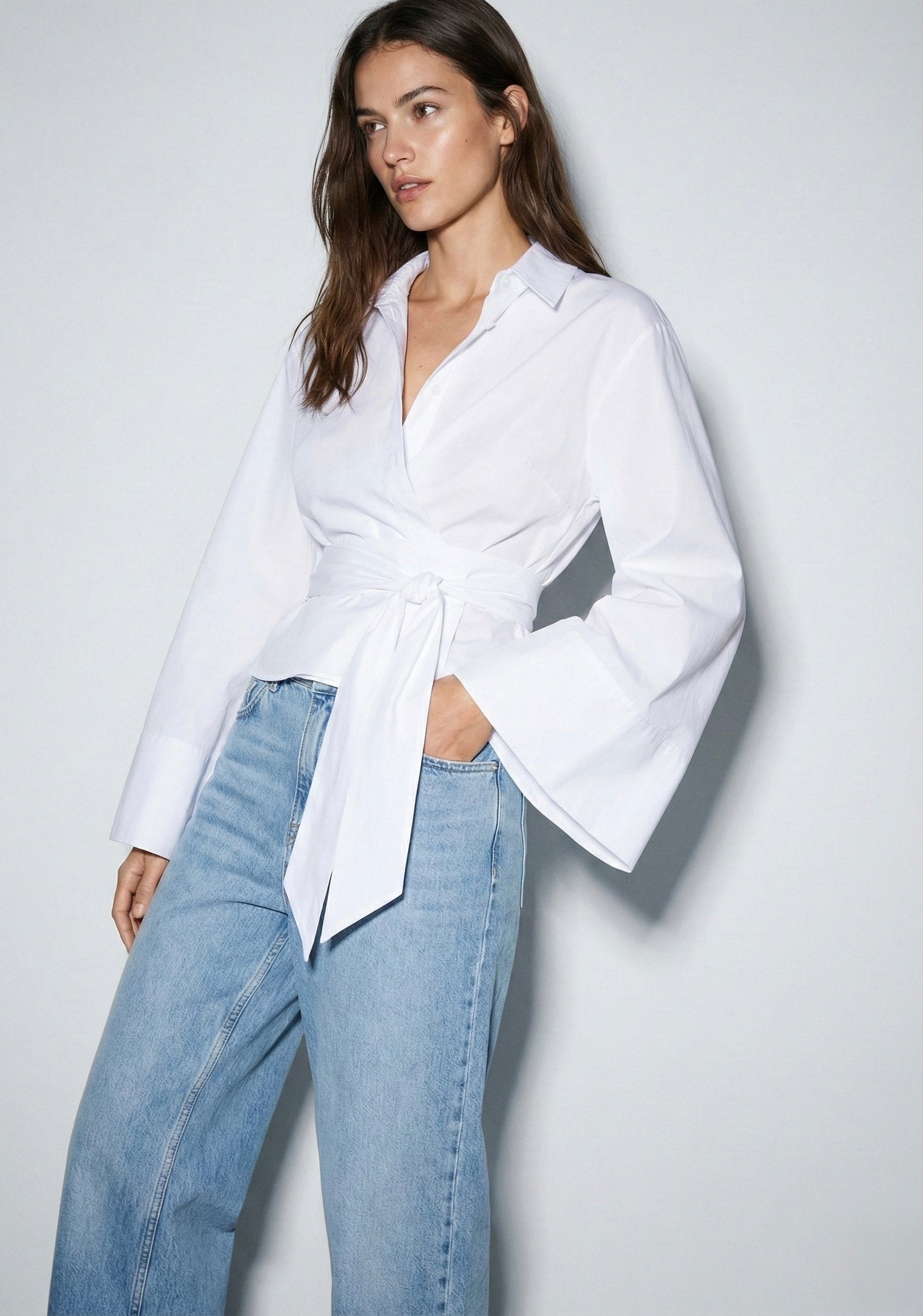 BLOUSE PORTEFEUILLE À CEINTURE