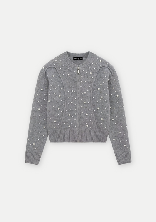 GILET COURT AVEC PERLES