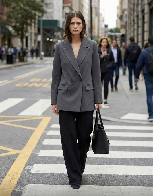 VESTE TAILLEUR DROITE À DOUBLE BOUTONNAGE