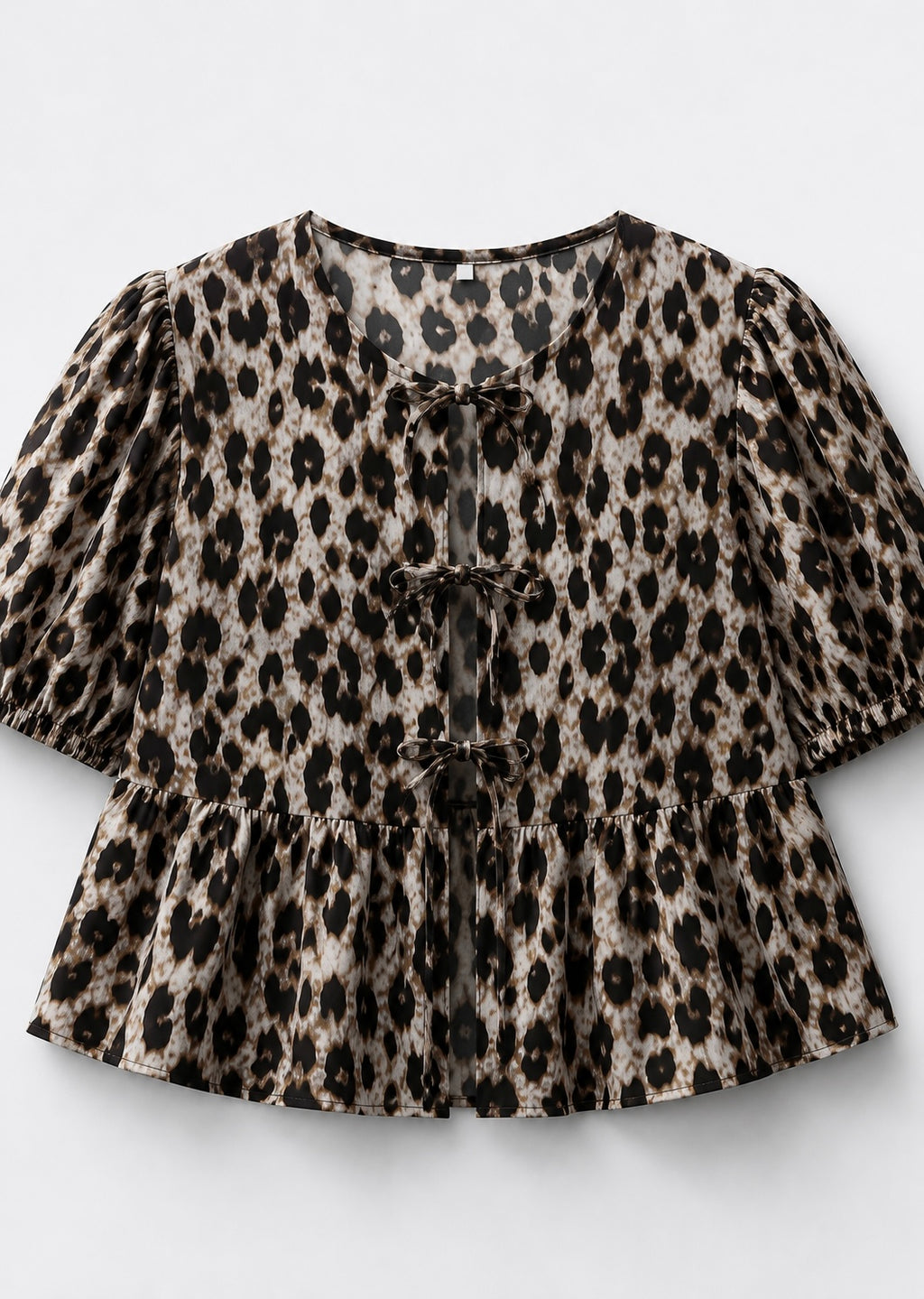 BLOUSE COURTE COL ROND MANCHES BOUFFANTES