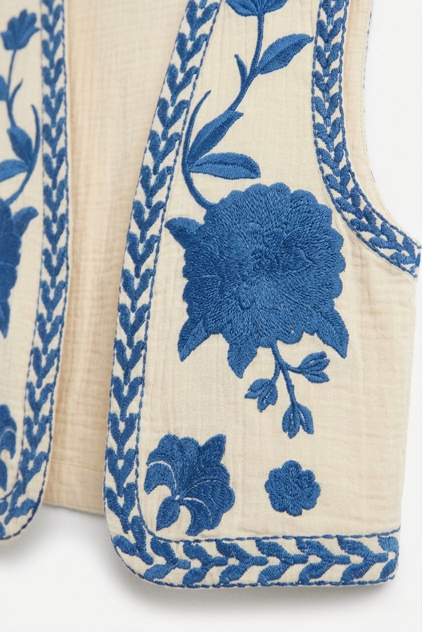 EMBROIDERED SLEEVELESS WAISTCOAT