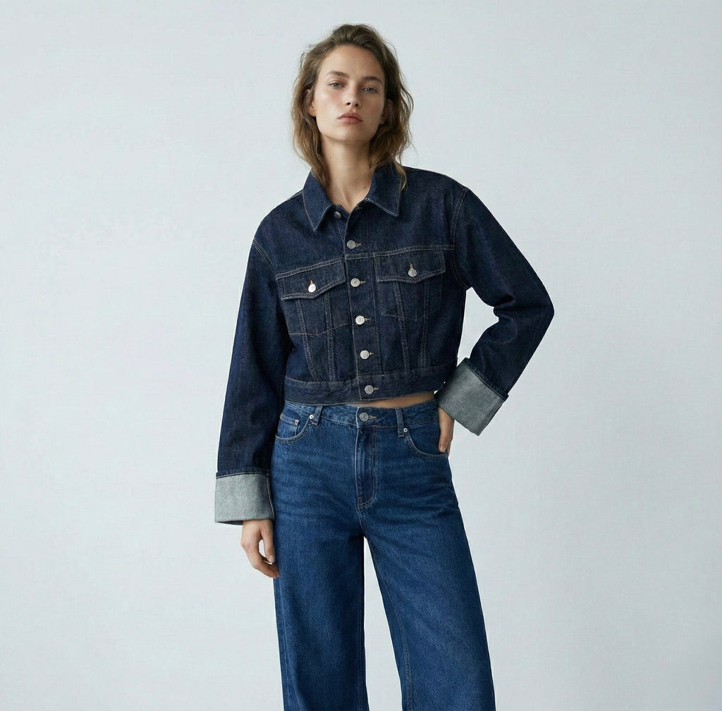 VESTE COURTE EN DENIM STRUCTURÉ