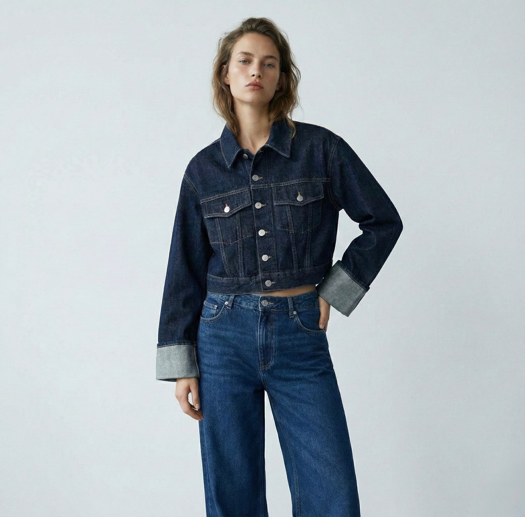 VESTE COURTE EN DENIM STRUCTURÉ