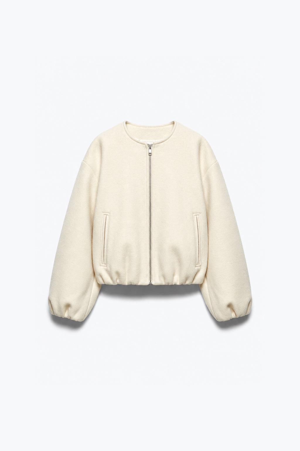 PUFF-SLEEVED ZIP-UP JACKET