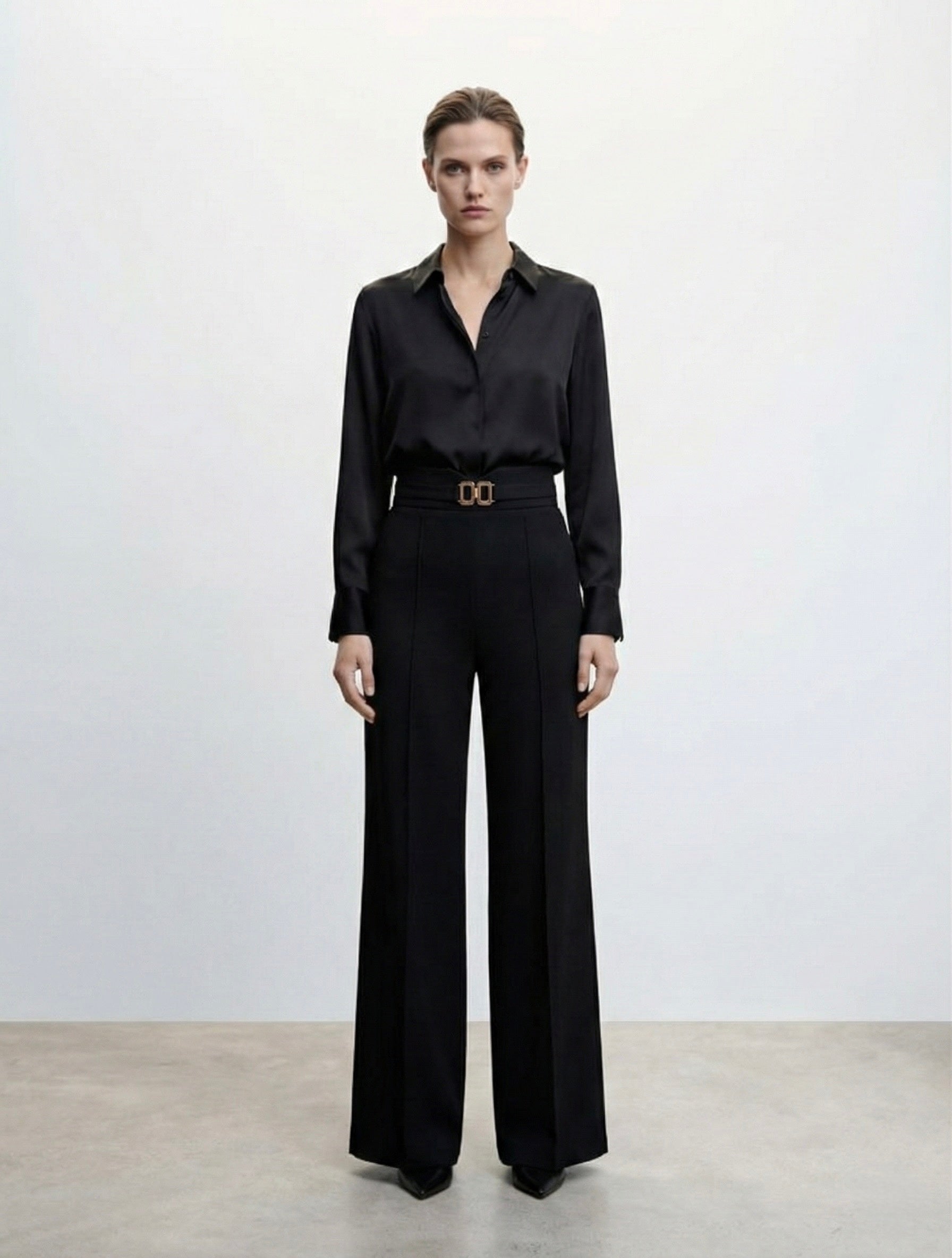 PANTALON LARGE À TAILLE HAUTE