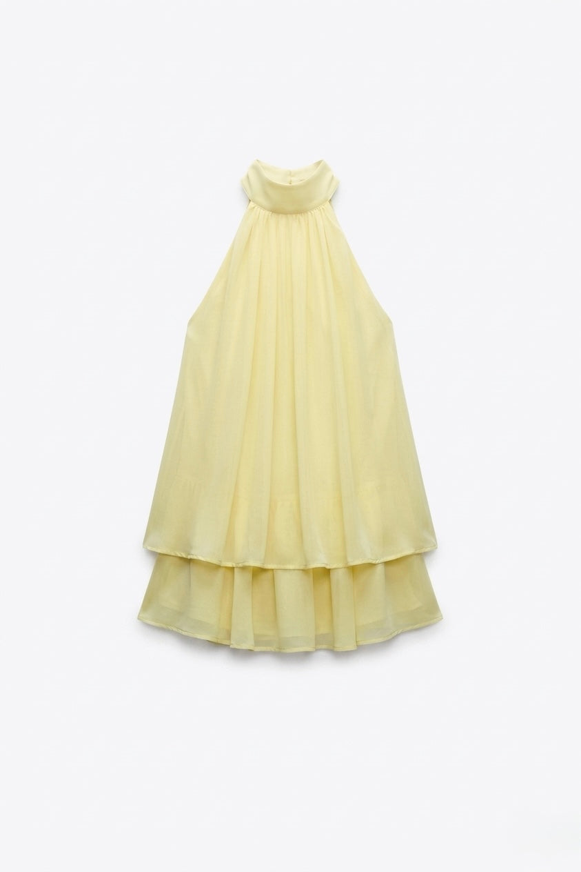ROBE COURTE À VOLANTS SUPERPOSÉS