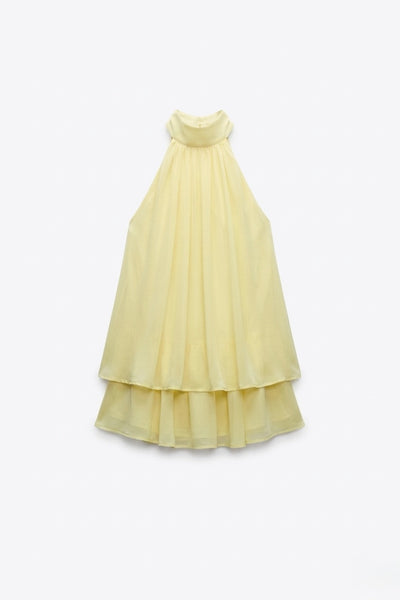 ROBE COURTE À VOLANTS SUPERPOSÉS