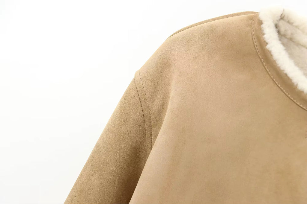 VESTE COURTE RÉVERSIBLE DOUBLÉE POLAIRE