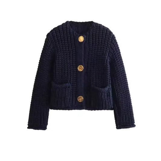 GILET IN MAGLIA CON BOTTONI ORO