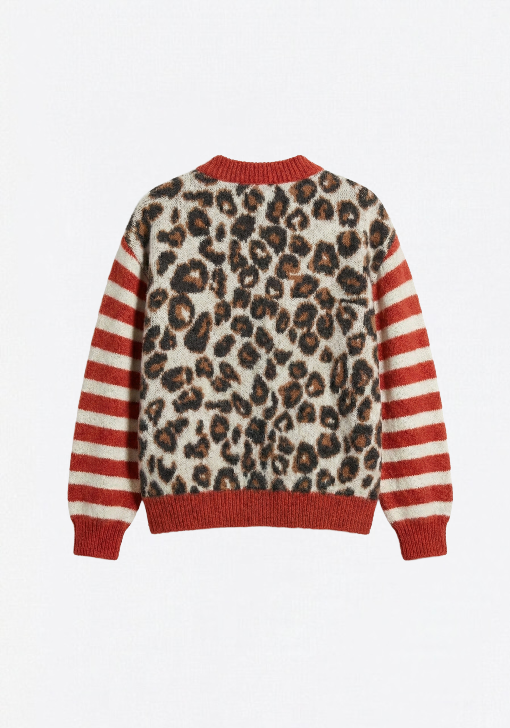 CARDIGAN À IMPRIMÉ LÉOPARD ET RAYURES