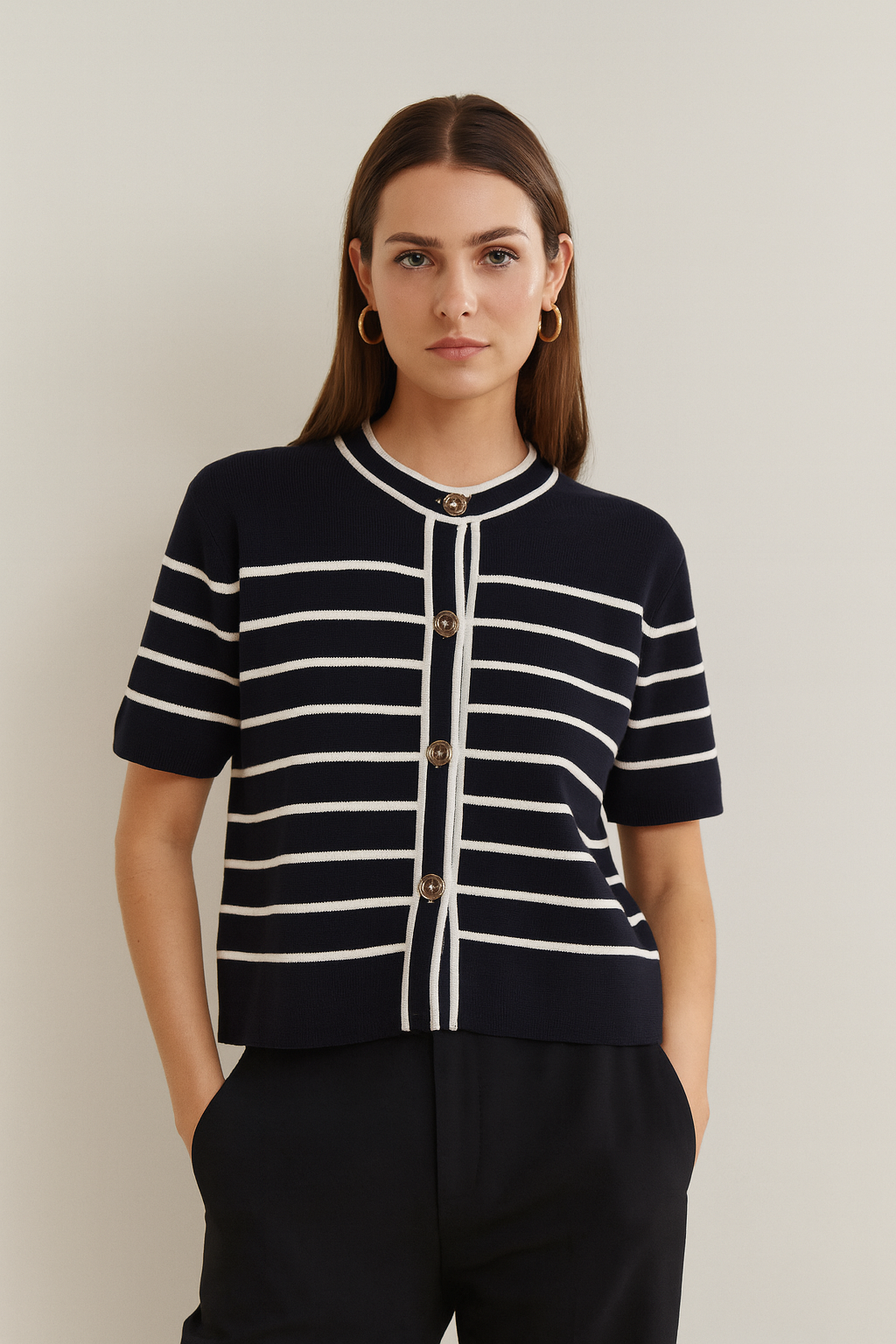 CARDIGAN À RAYURES SANS MANCHES