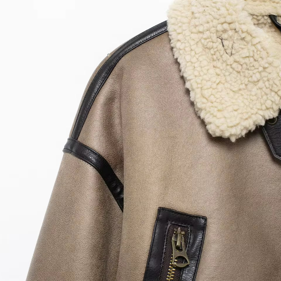 BLOUSON AVIATEUR À DOUBLURE BOUCLÉE