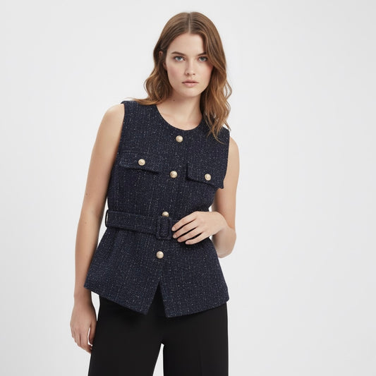 GILET TEXTURED CON CINTURA