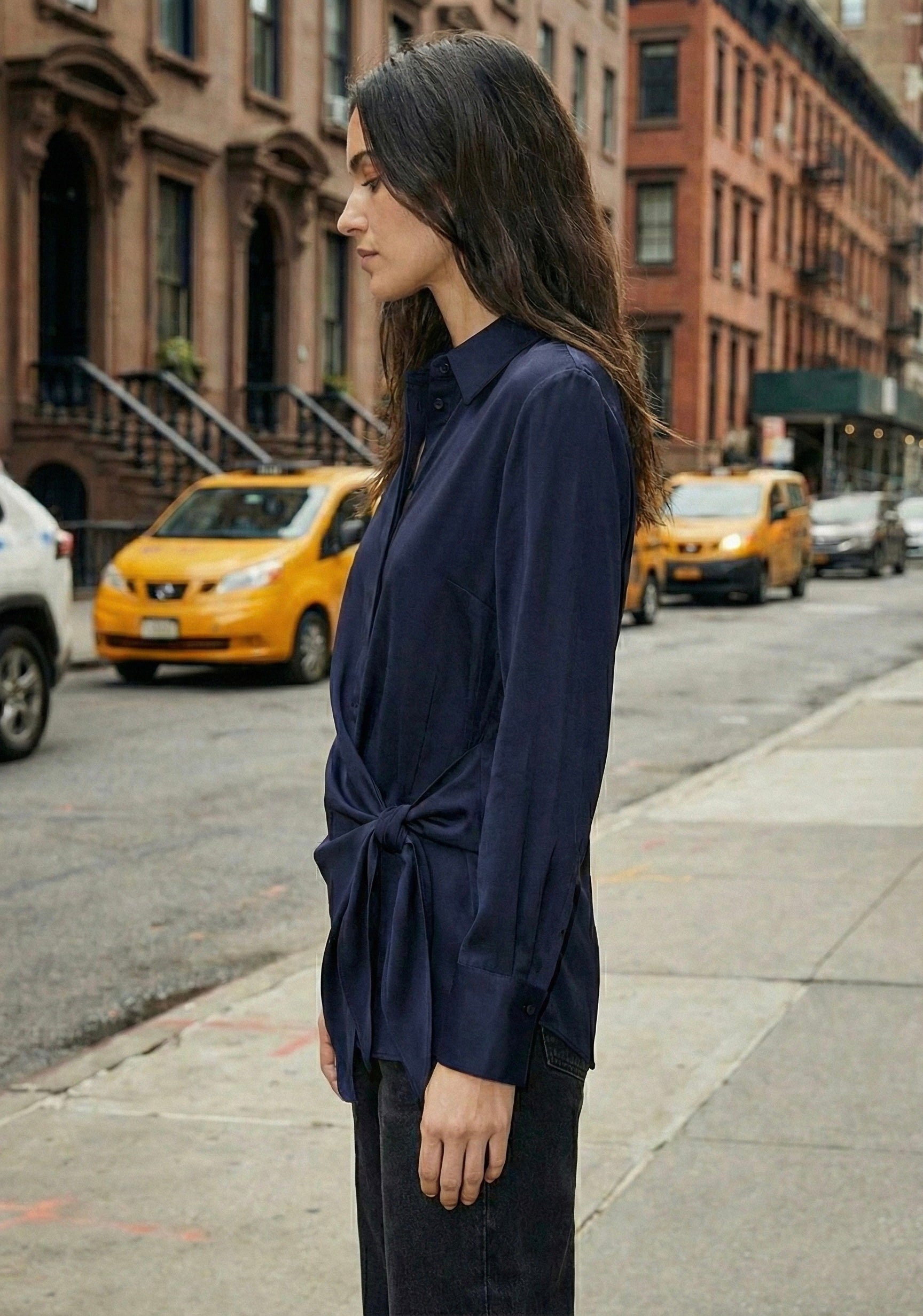 BLOUSE À LIEN NOUÉ COL ROND