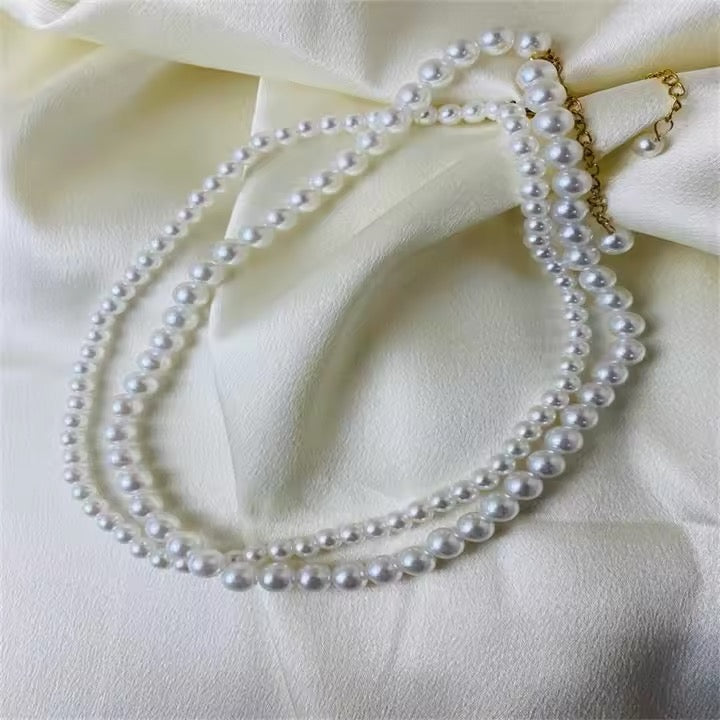 Collier à Perles Blanches en Acier Inoxydable