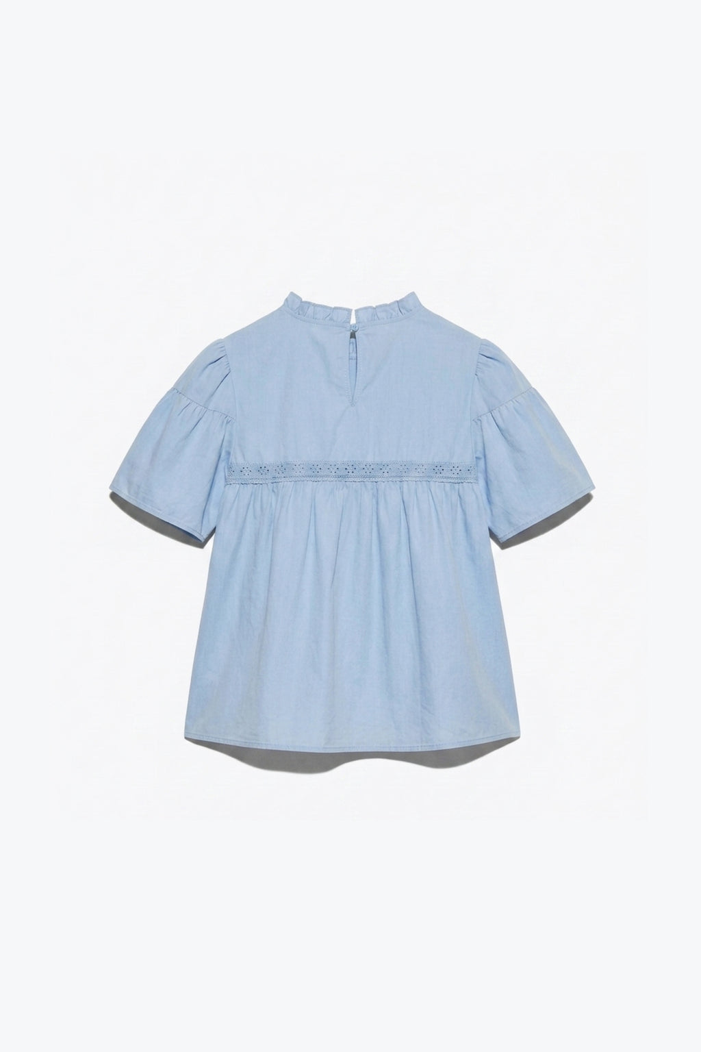 BLOUSE COURTE COL ROND SMOCKÉ