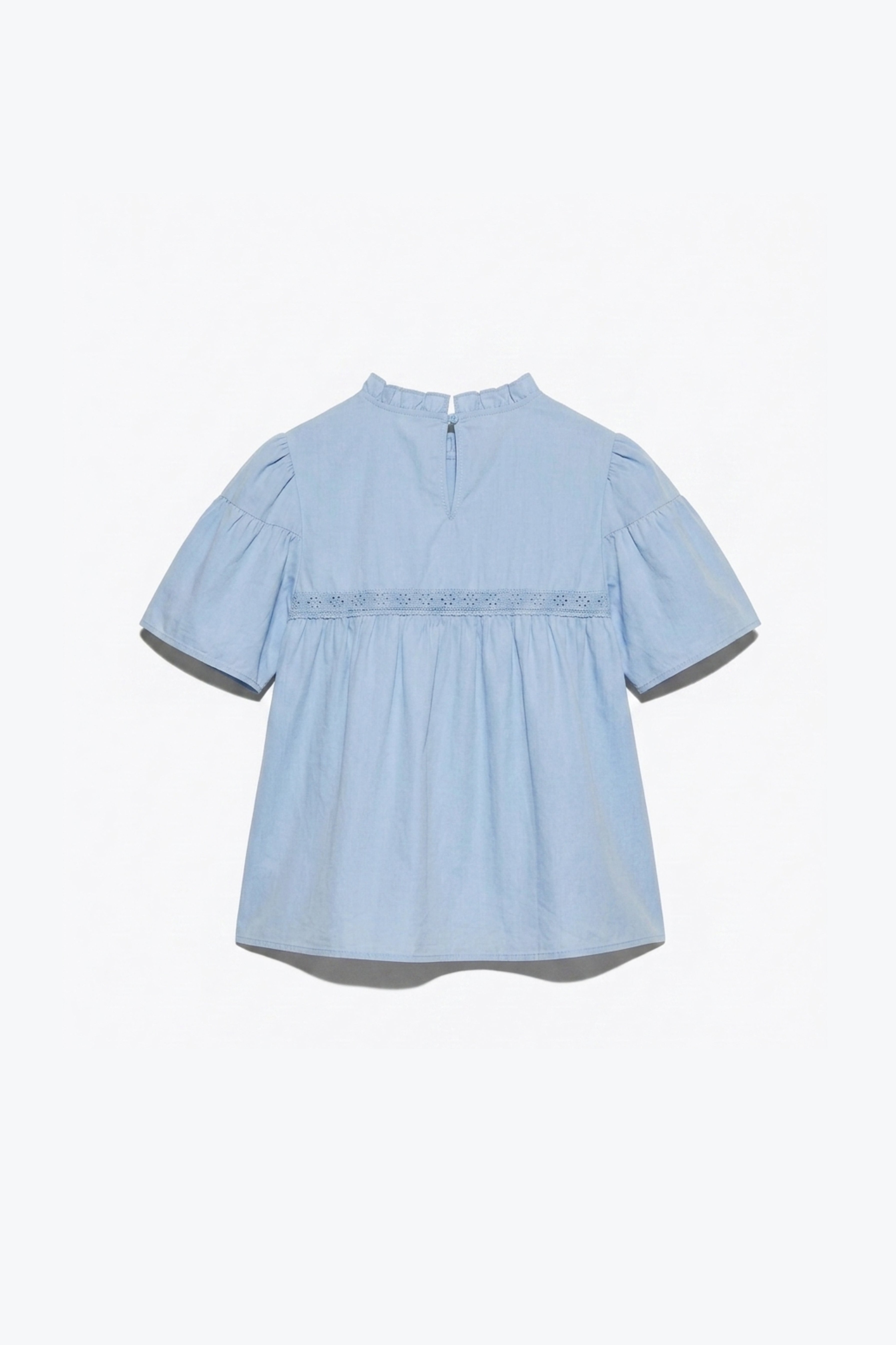 BLOUSE COURTE COL ROND SMOCKÉ