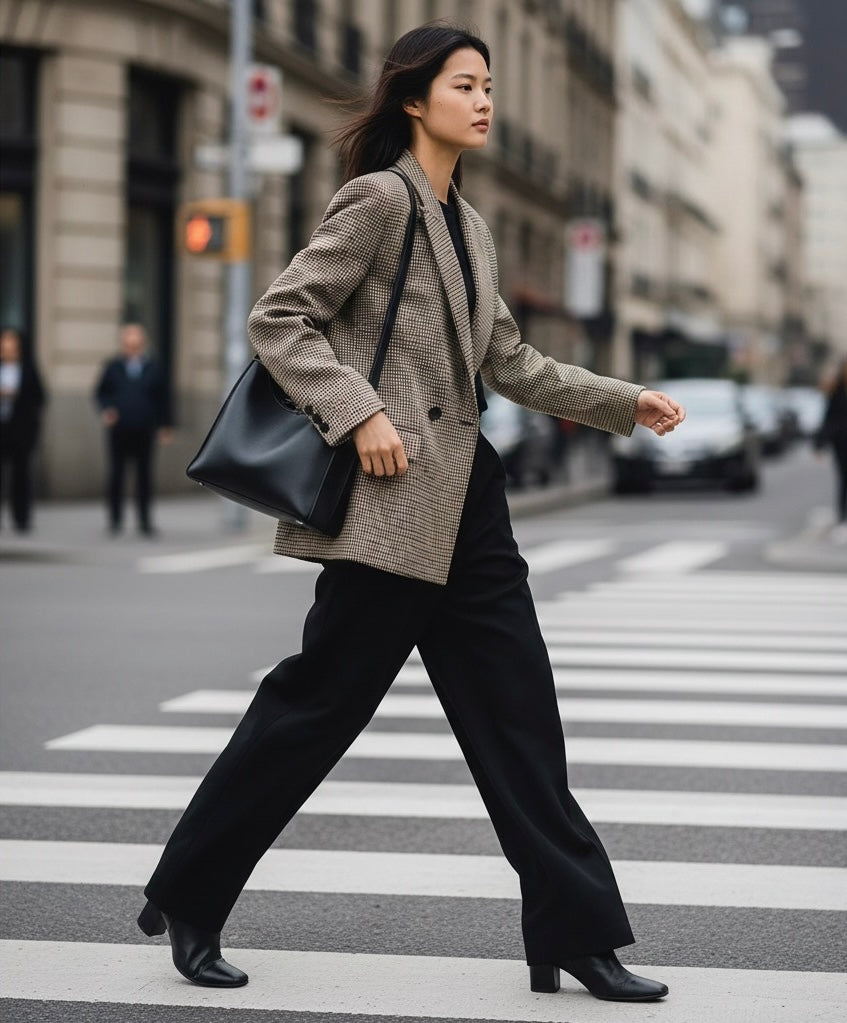 BLAZER IMPRIMÉ À CARREAUX FINS