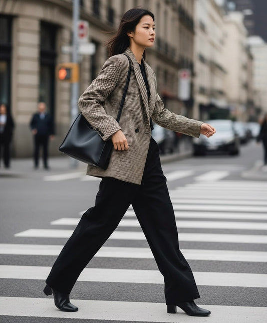 BLAZER IMPRIMÉ À CARREAUX FINS