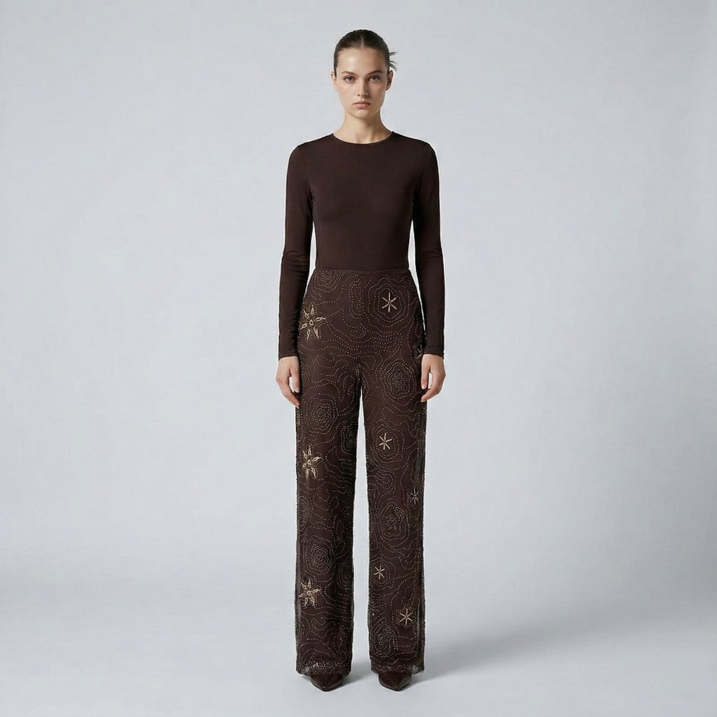 PANTALON BRODÉ À MOTIFS ÉTOILÉS