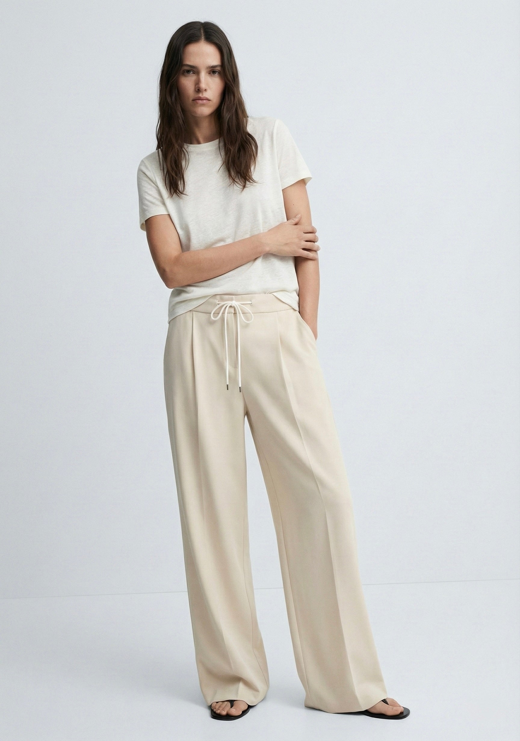 PANTALON LARGE À CORDON CONTRASTANT