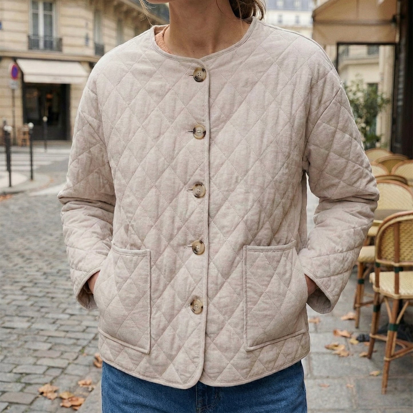 VESTE REMBOURRÉE EFFET LIN