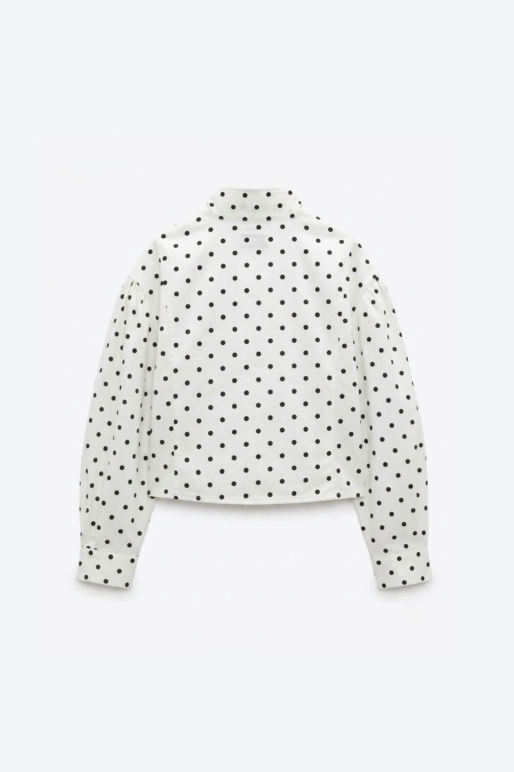VESTE COURTE À COL MONTANT ET IMPRIMÉ POIS