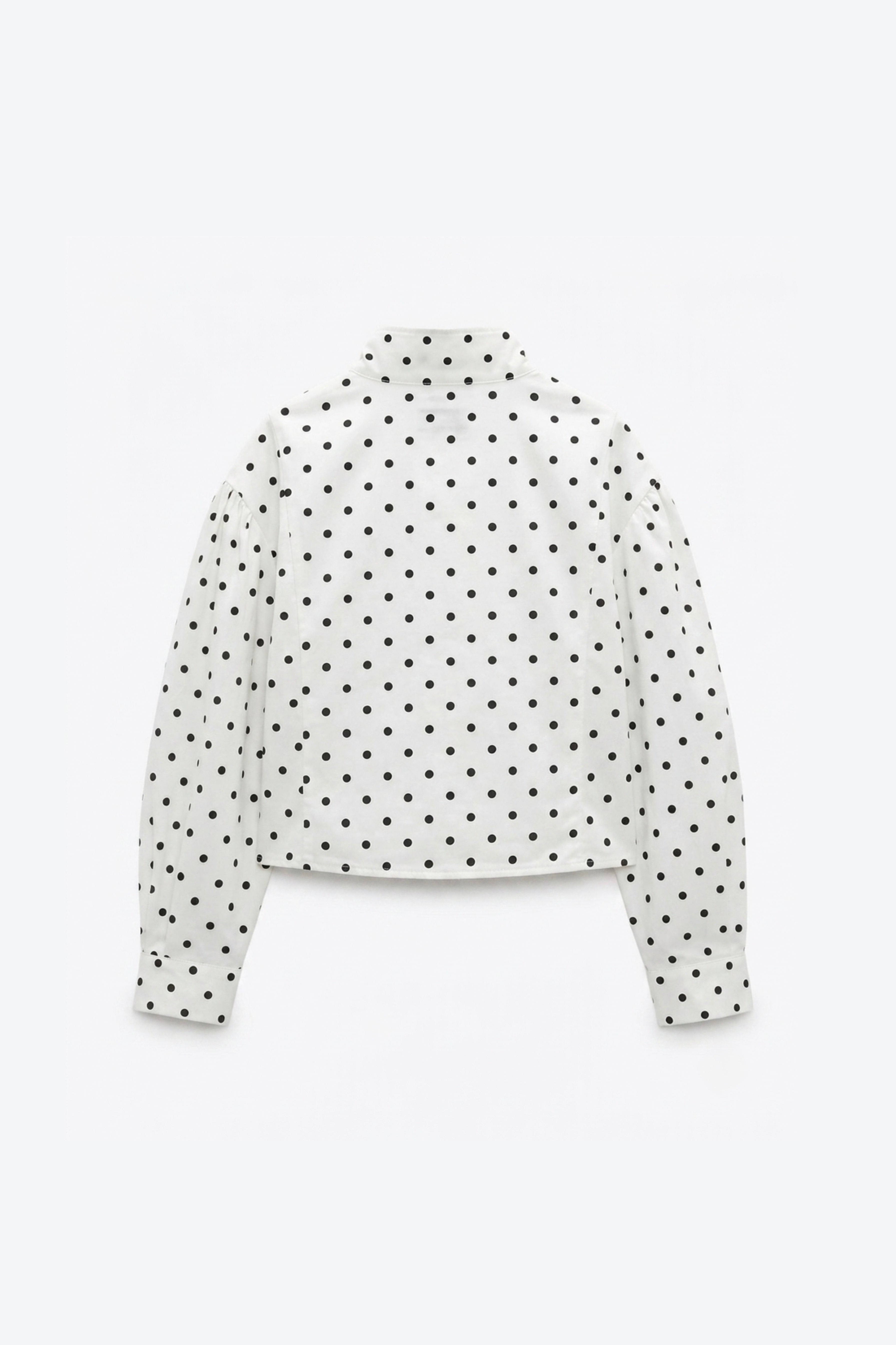 VESTE COURTE À COL MONTANT ET IMPRIMÉ POIS