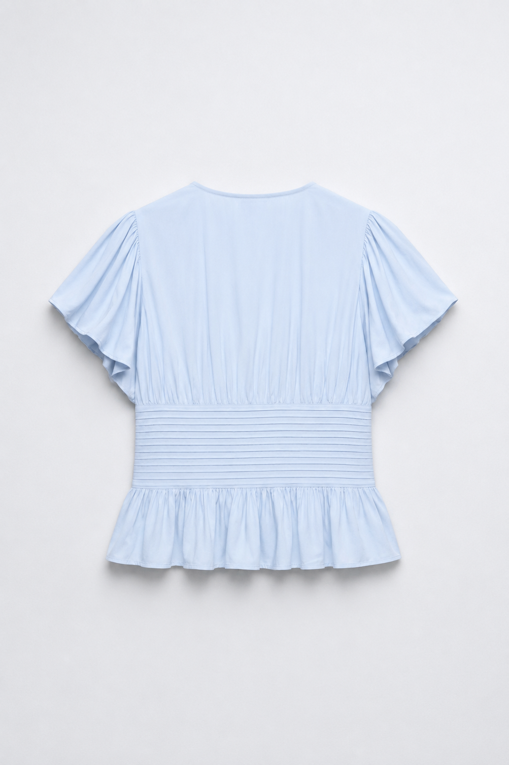 BLOUSE PLISSÉE COL V VOLANTS