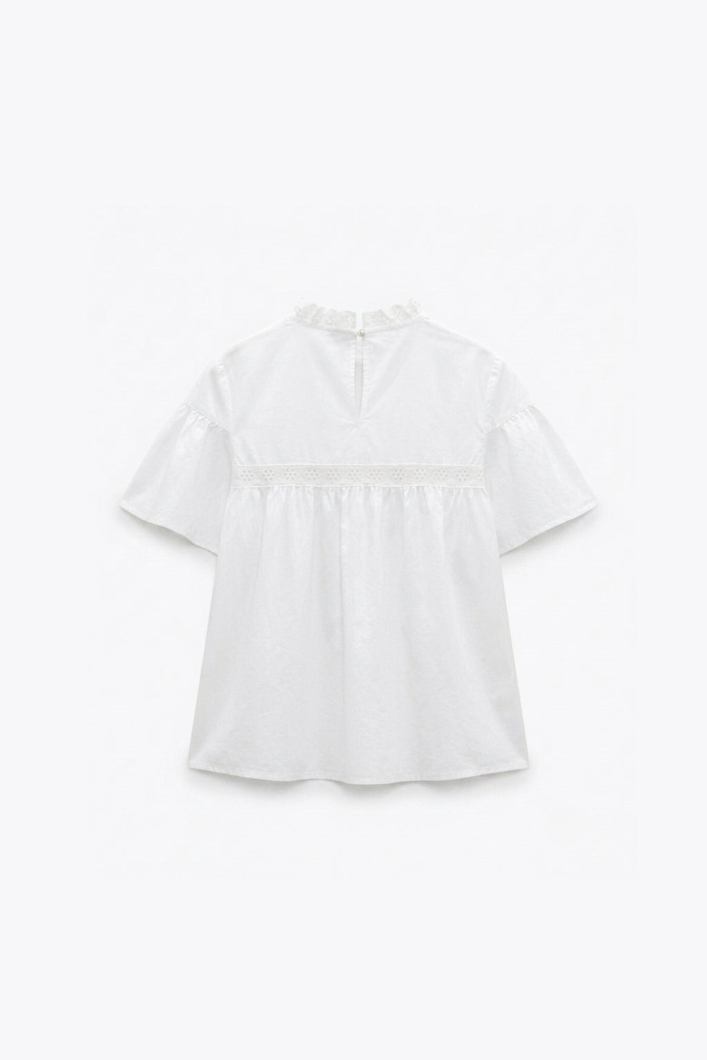 BLOUSE COURTE COL VOLANT BRODÉ