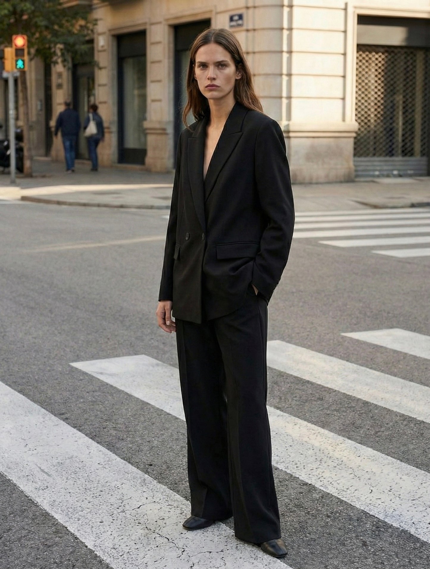 VESTE TAILLEUR DROITE À DOUBLE BOUTONNAGE