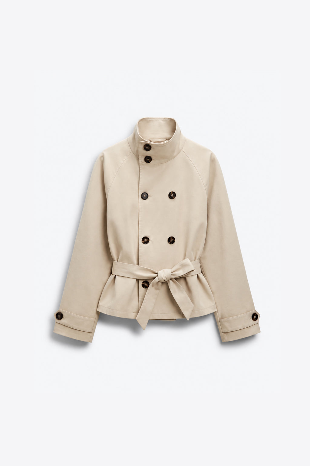 VESTE COURTE STYLE TRENCH CEINTURÉE