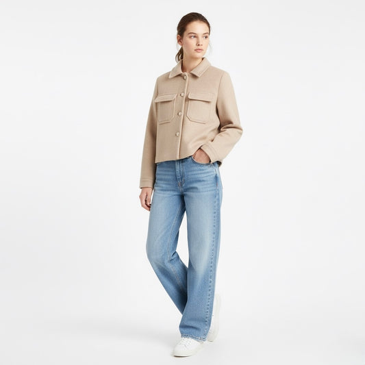 VESTE EFFET LAINE À POCHES PLAQUÉES