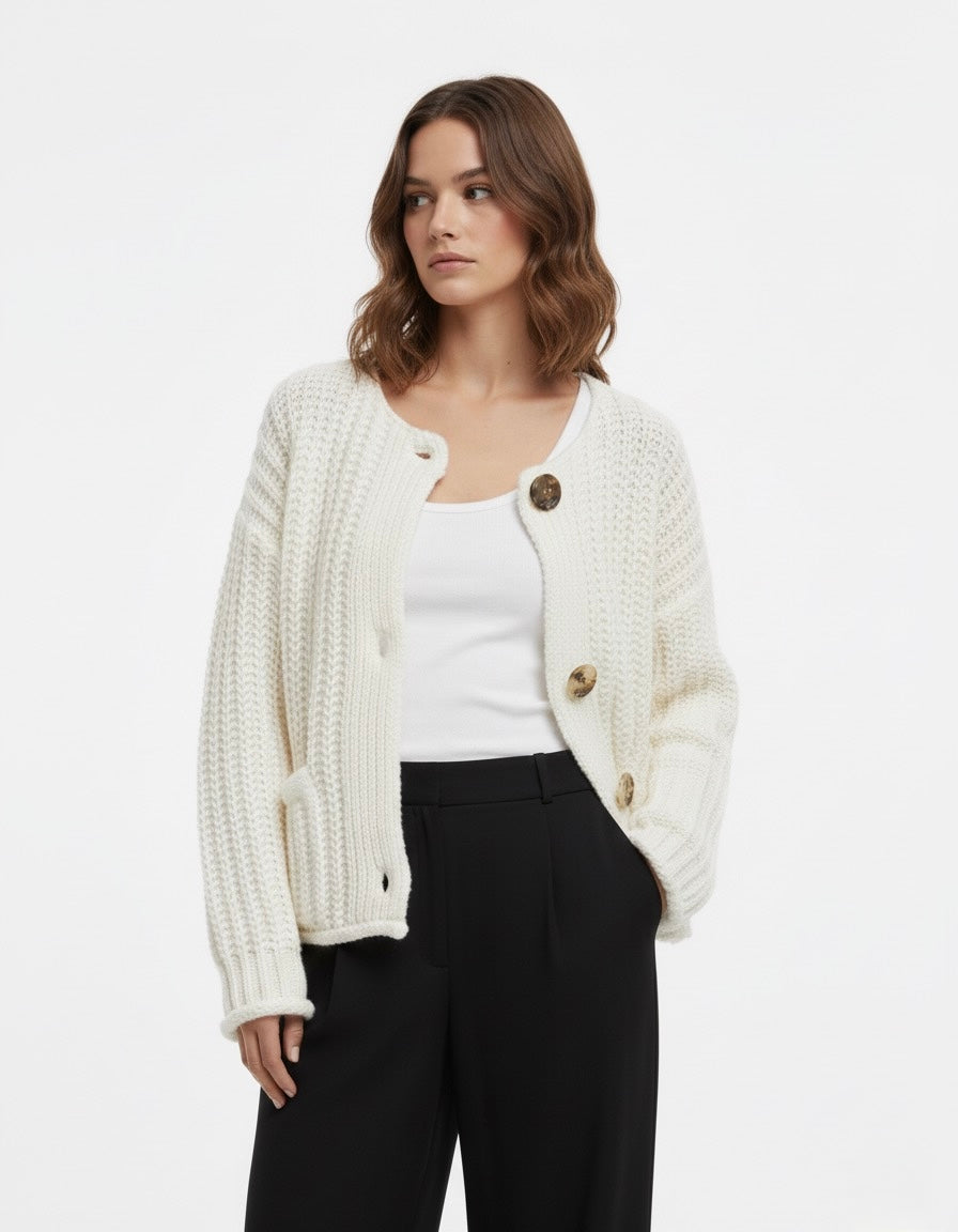 CARDIGAN STRUCTURÉ À BOUTONS DORÉS