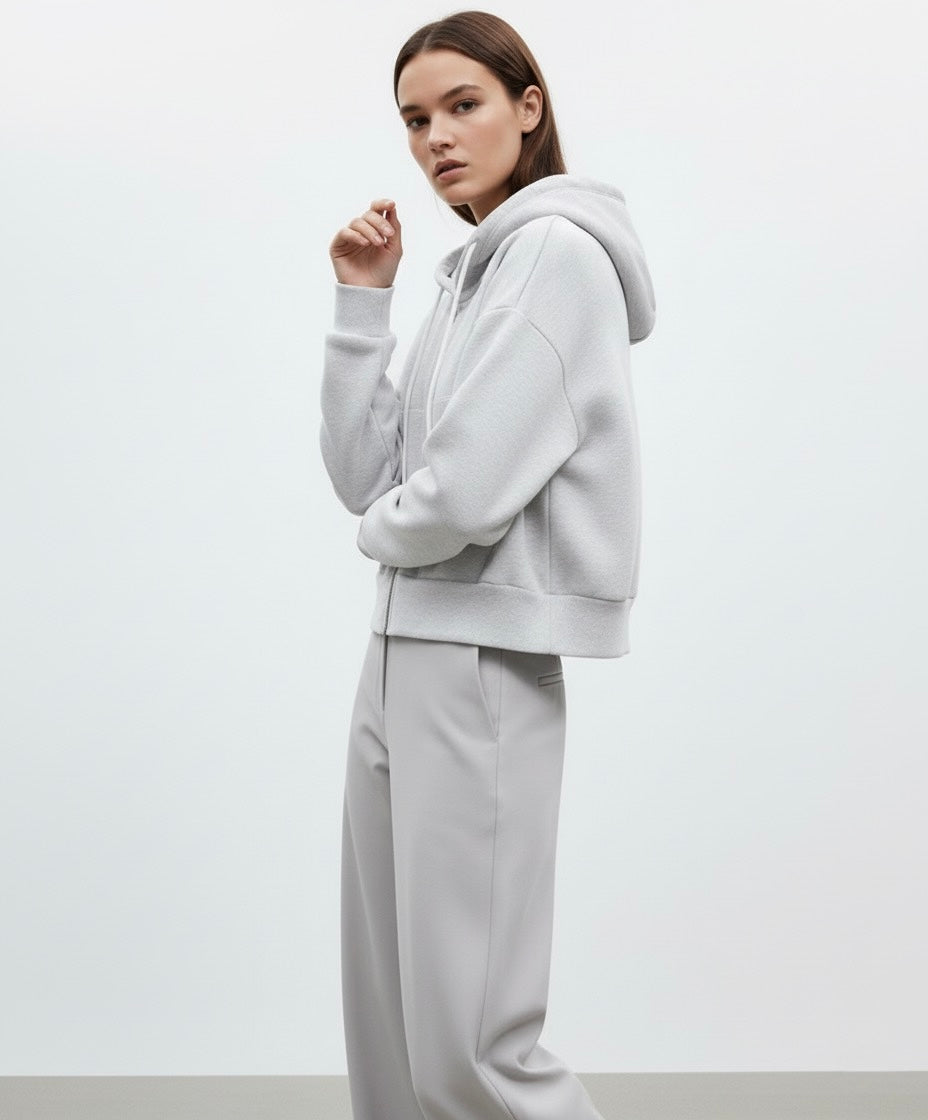 SWEAT À CAPUCHE ZIPPÉ COURT