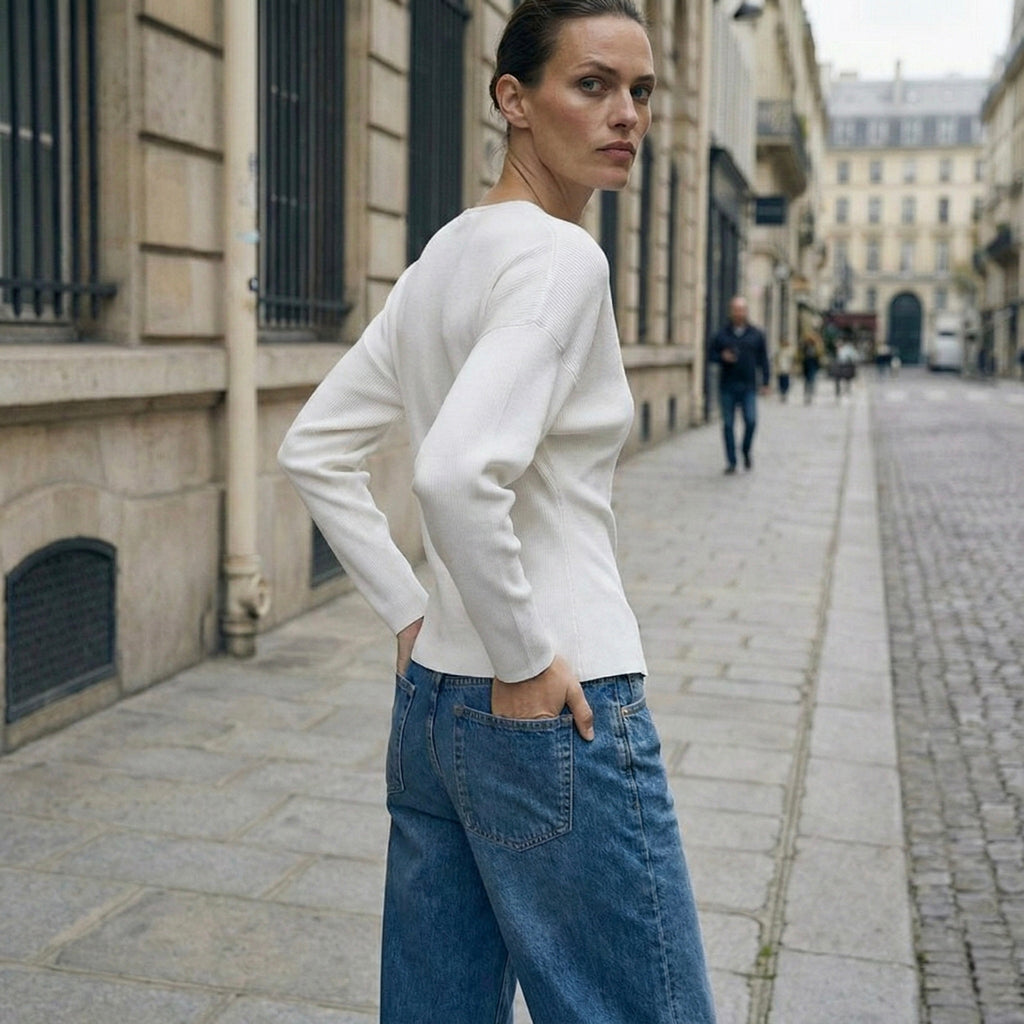 CARDIGAN COL V À FERMETURE DISCRÈTE