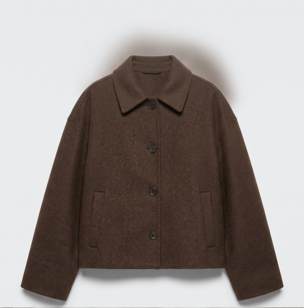 STRAIGHT WOOL-LOOK COAT