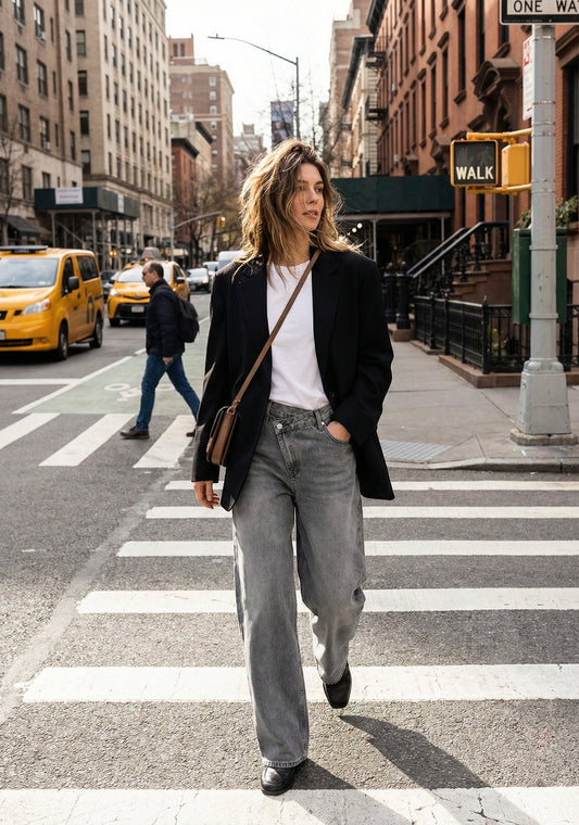 JEAN DROIT À TAILLE CROISÉE