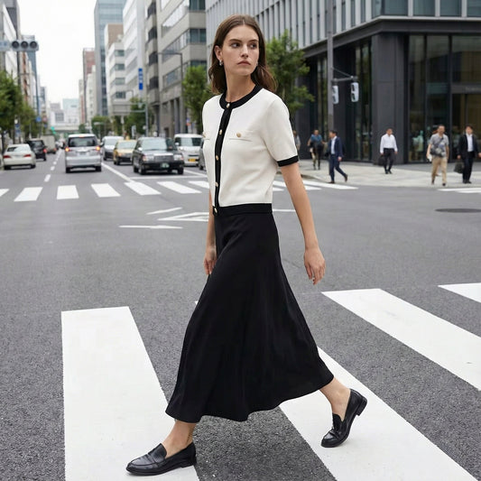 CARDIGAN CONTRASTÉ À BOUTONS DORÉS