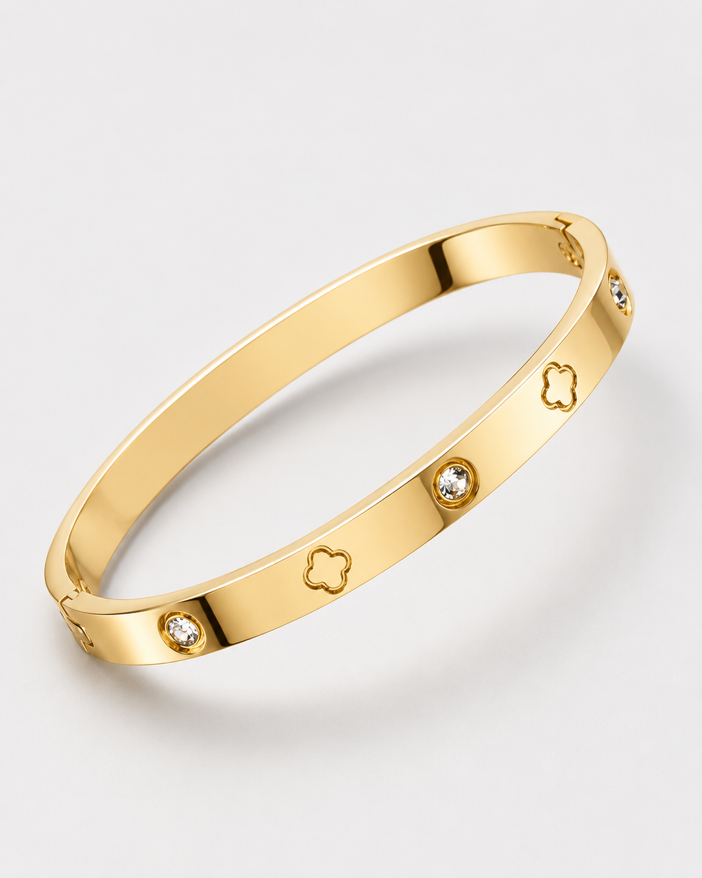 BRACELET JONC TRÈFLES ET CRISTAUX