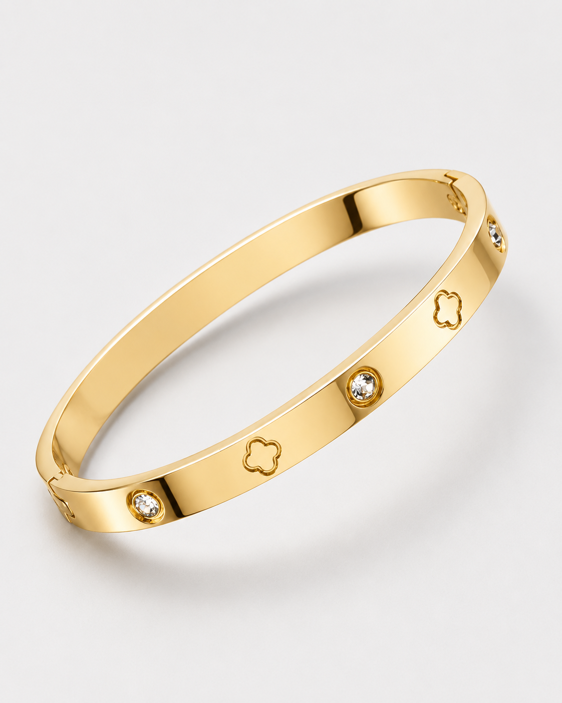 BRACELET JONC TRÈFLES ET CRISTAUX
