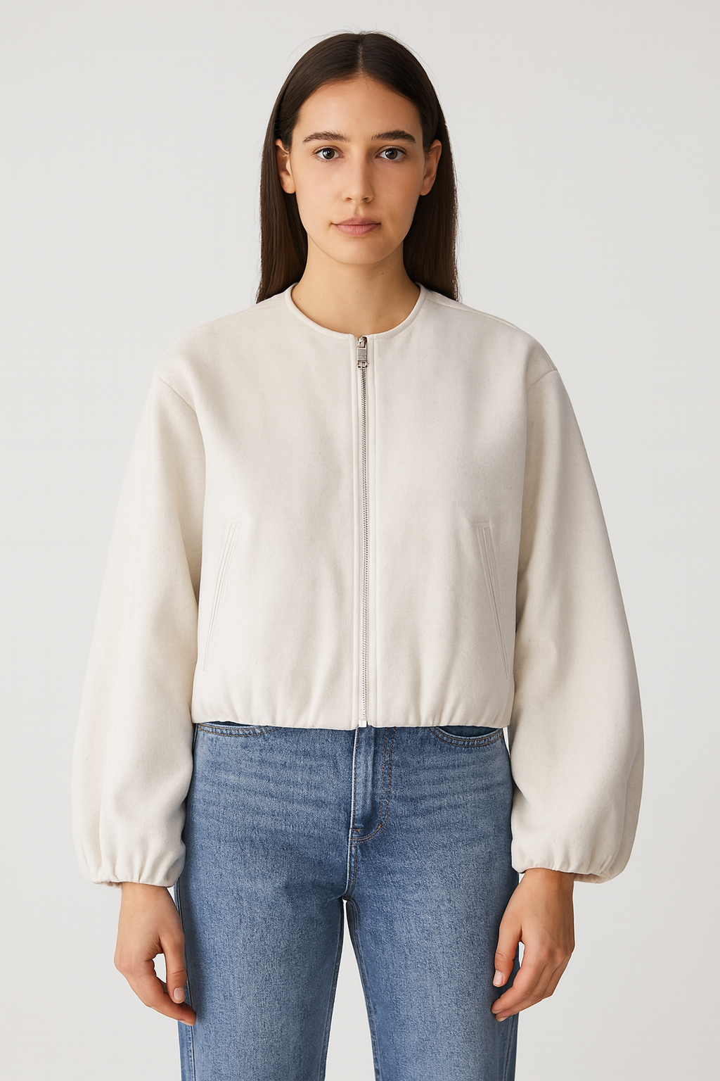 BLOUSON ZIPPÉ AVEC BASE ÉLASTIQUÉE
