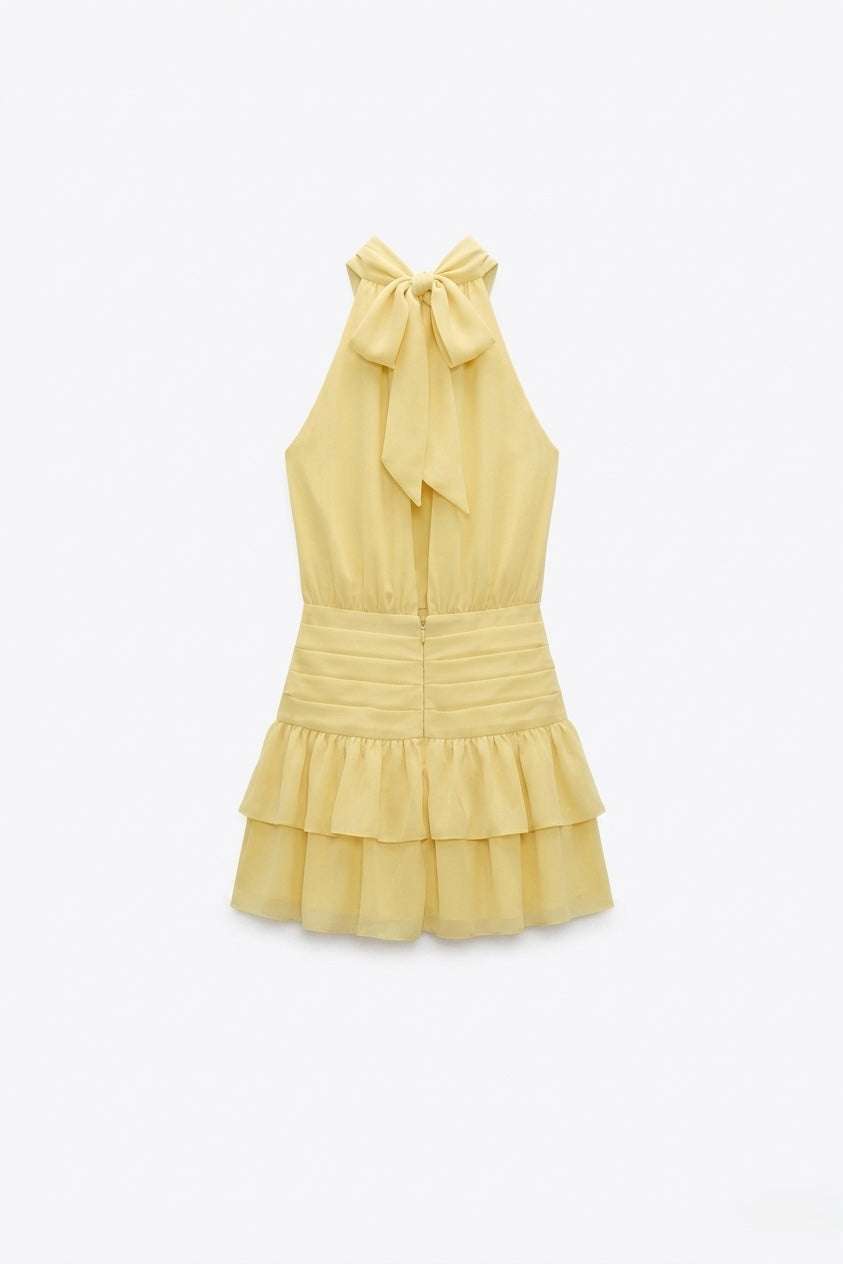 ROBE COURTE À VOLANTS CASCADE