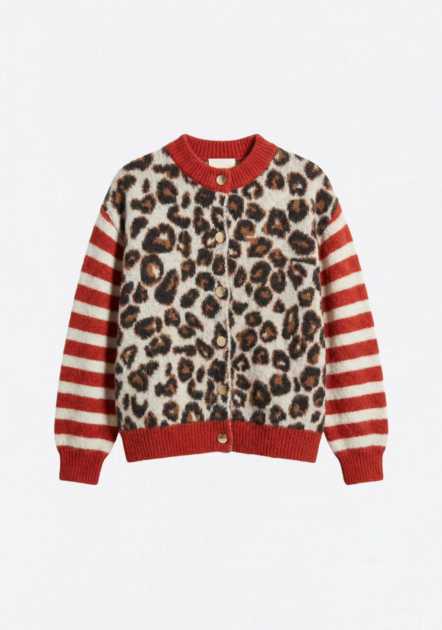 CARDIGAN IN MAGLIA CON DISEGNO LEOPARDO